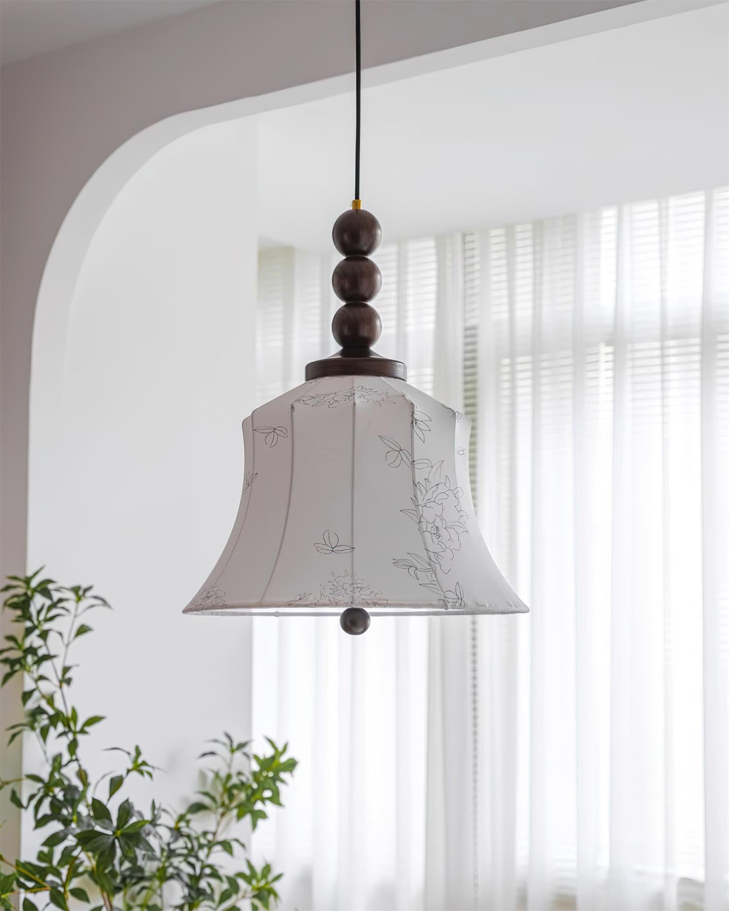 Materia Pendant Lamp Line Art Floral Wood Rustic - Letslighting