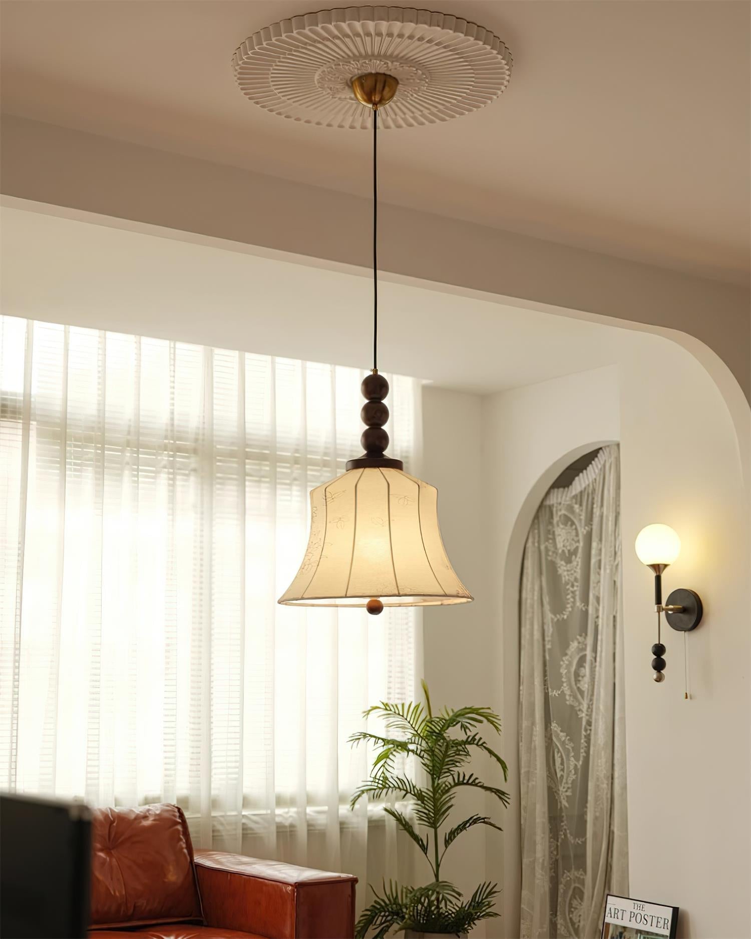 Materia Pendant Lamp Line Art Floral Wood Rustic - Letslighting