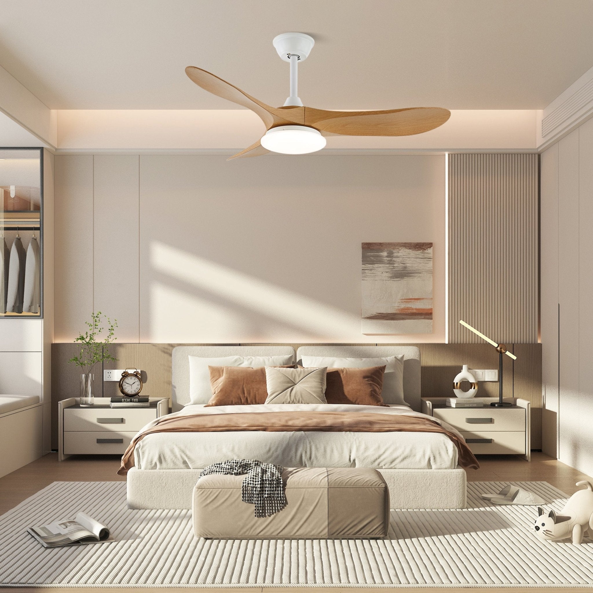 Plafonnier ventilateur Velix avec lumière allumée