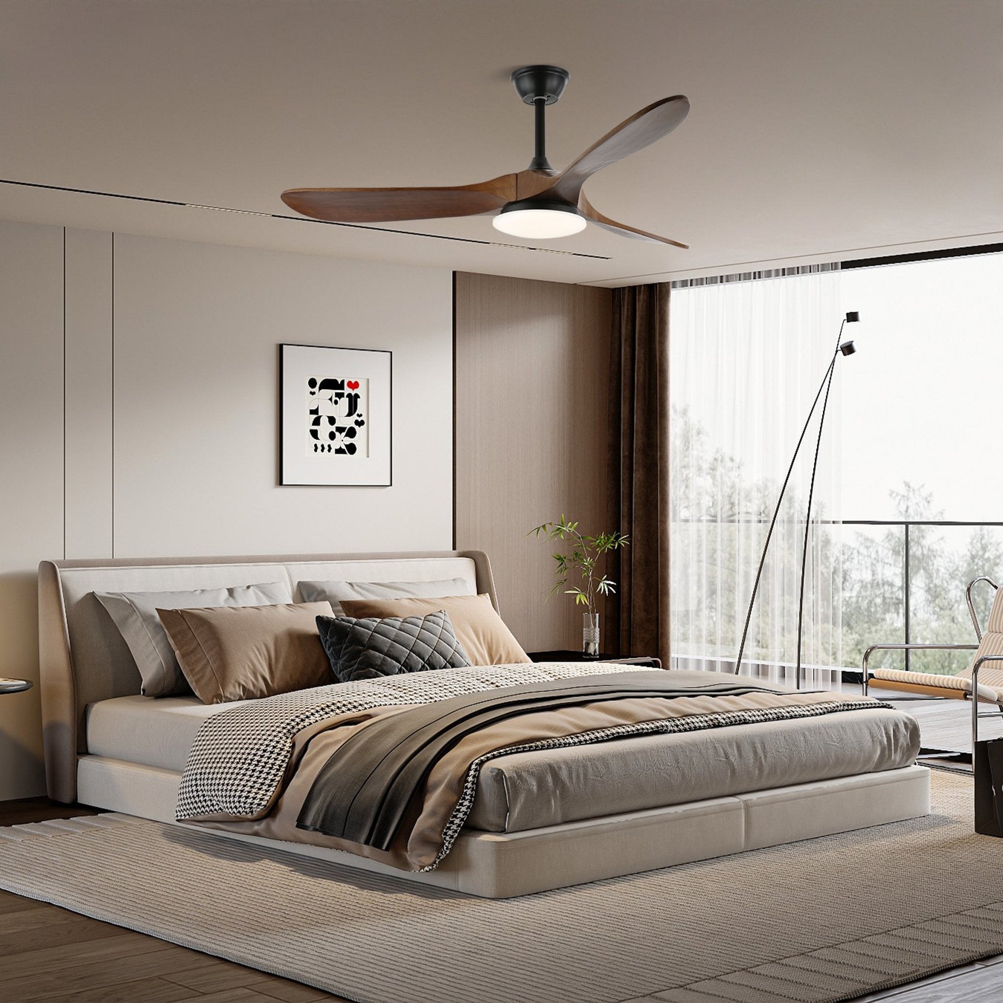 Plafonnier ventilateur Velix finition Grain de bois naturel