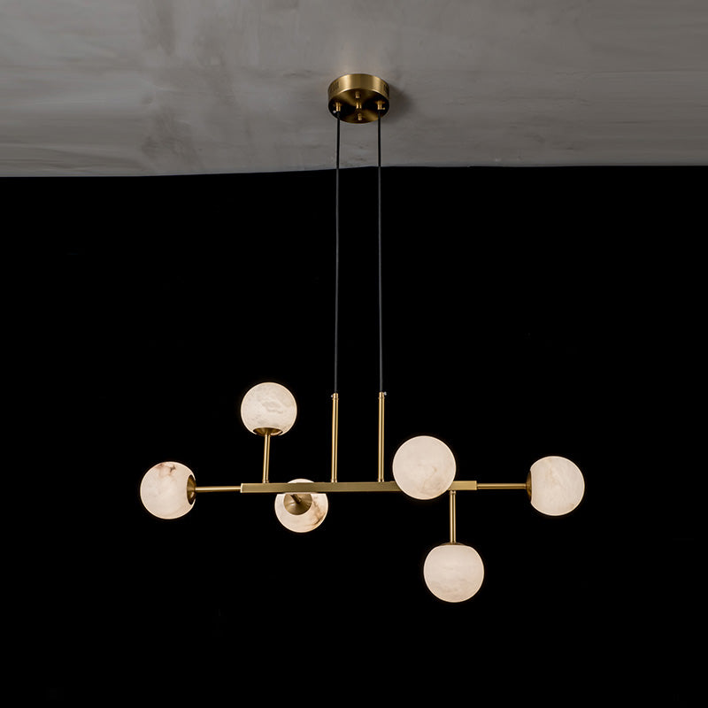 Zovenel Premium Nordic Brass Alabaster Chandelier - Lamp Copper