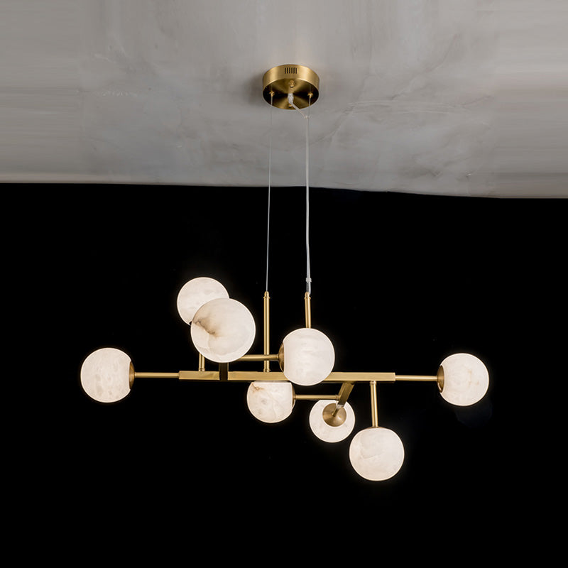 Zovenel Premium Nordic Brass Alabaster Chandelier - Lamp Copper