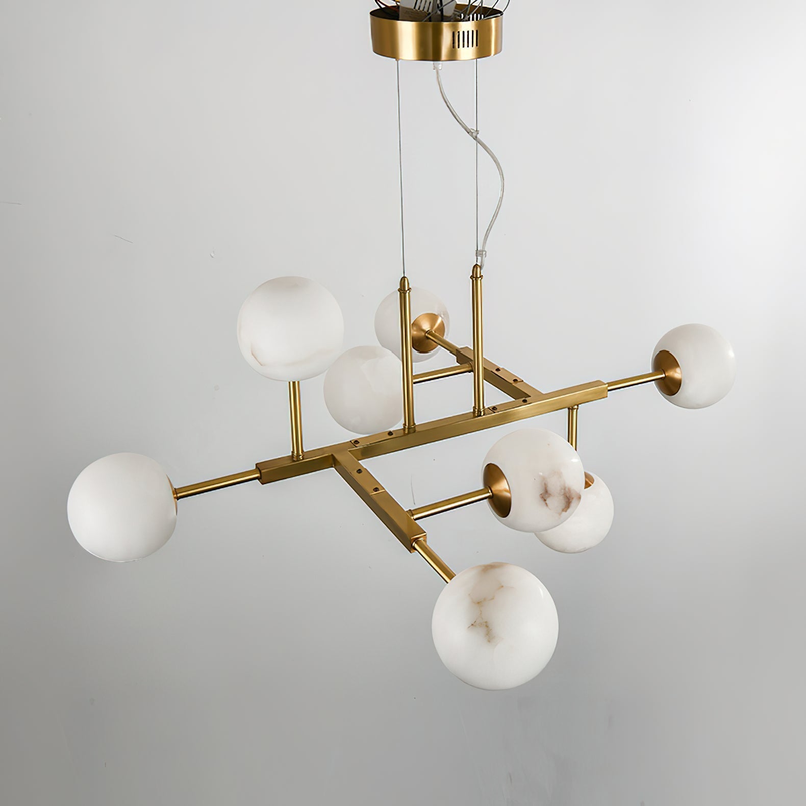 Zovenel Premium Nordic Brass Alabaster Chandelier - Lamp Copper