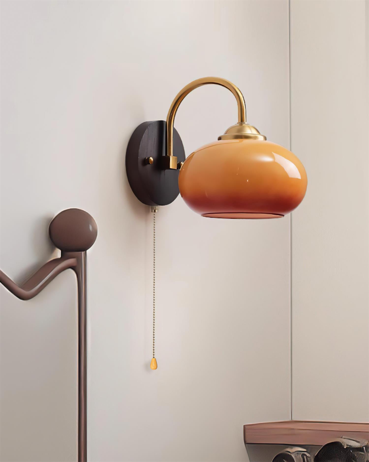 Wall Lamp Arched Arm Glass Dome Shade Vintage Accent Modern Touch - Letslighting