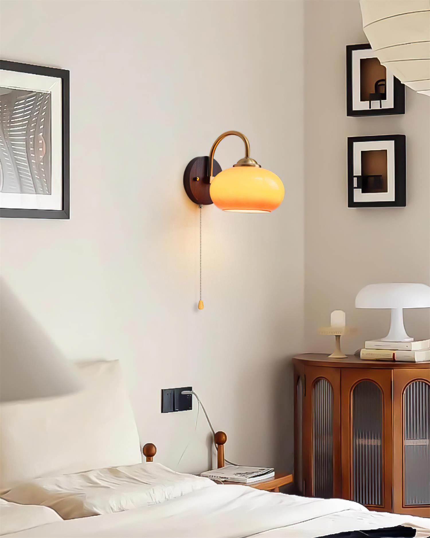 Wall Lamp Arched Arm Glass Dome Shade Vintage Accent Modern Touch - Letslighting