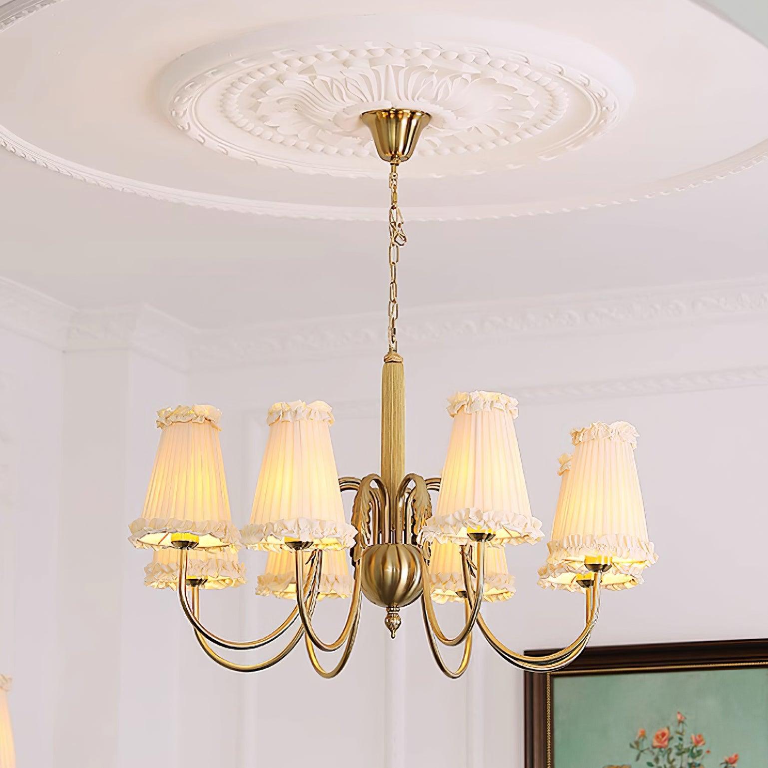 Faylin Lustre Vintage en Laiton avec Abat-jours Plissés - Neutralighting