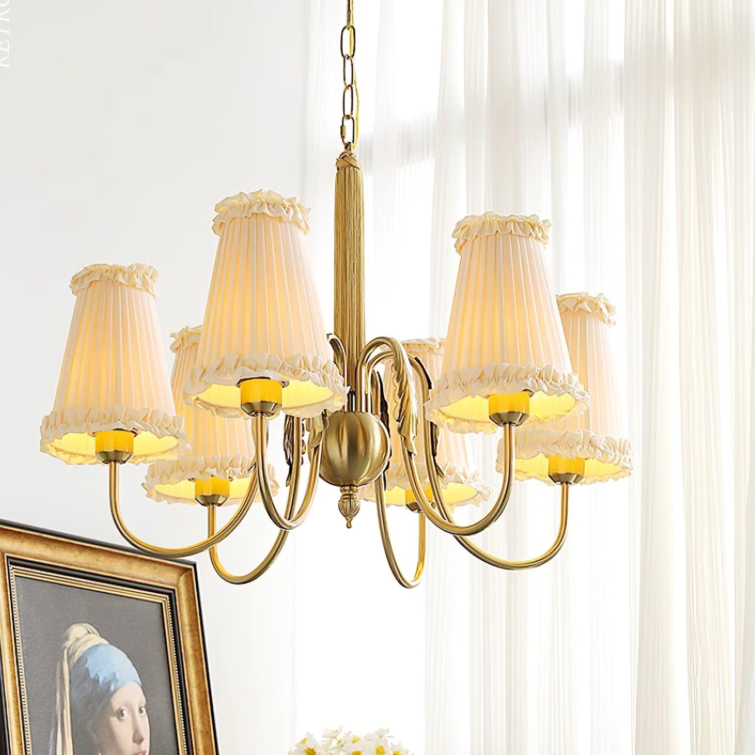 Faylin Lustre Vintage en Laiton avec Abat-jours Plissés - Neutralighting