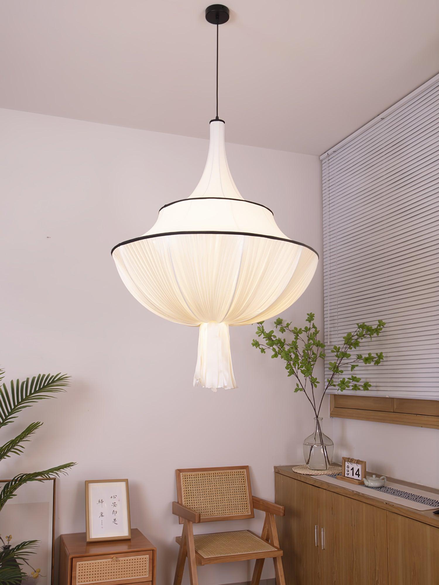 Meduse Pendant Lamp Pleated Fabric Tiered - Letslighting