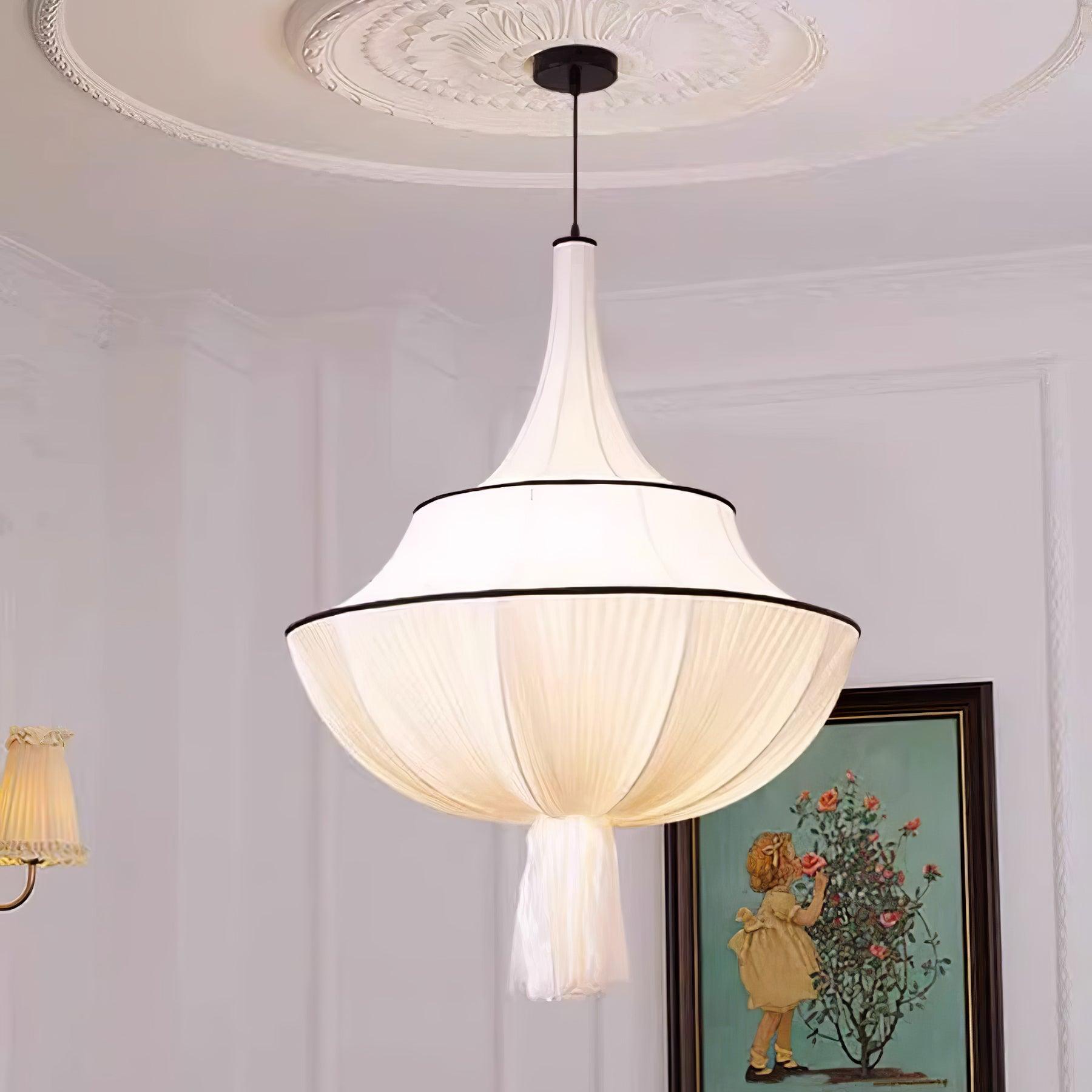 Meduse Pendant Lamp Pleated Fabric Tiered - Letslighting