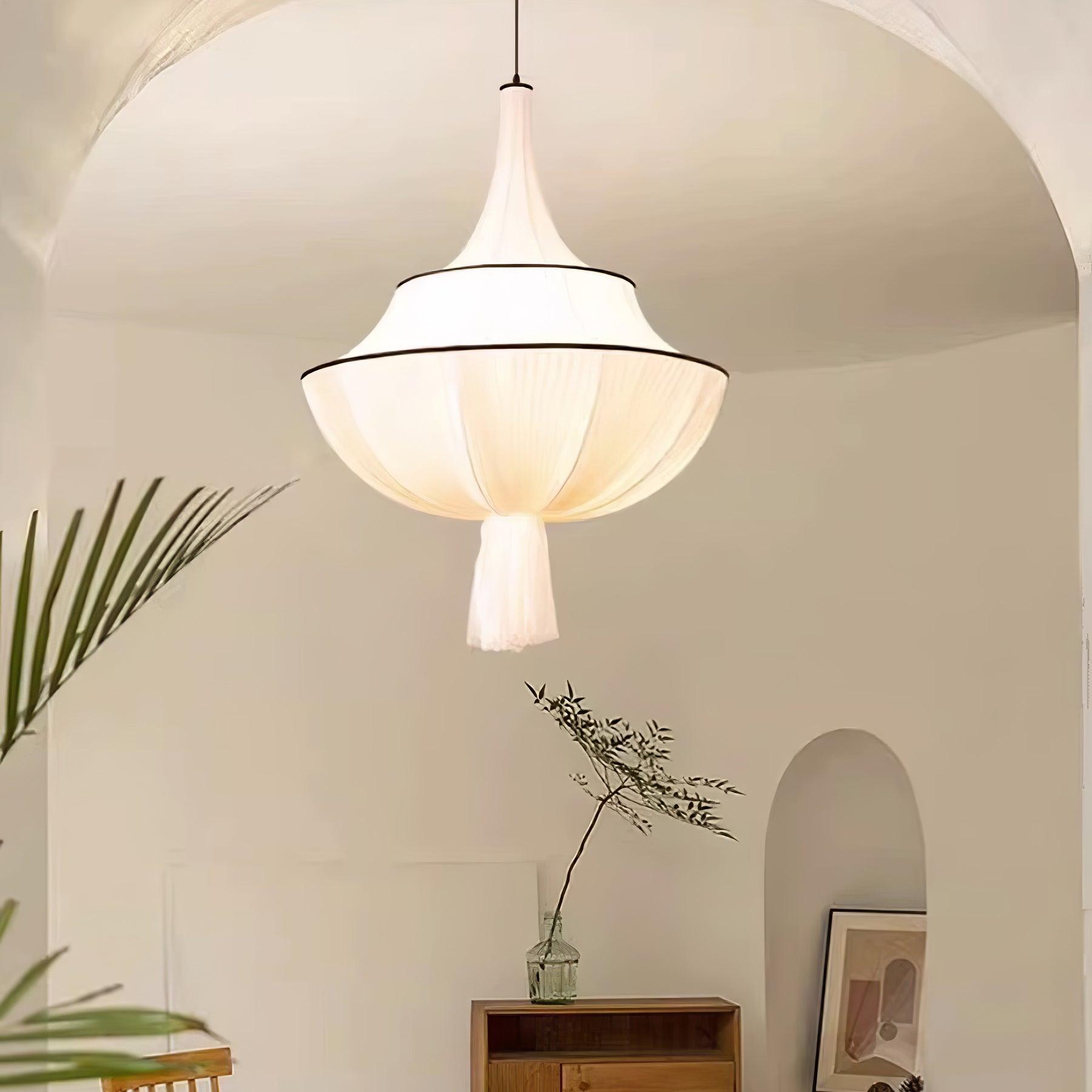 Meduse Pendant Lamp Pleated Fabric Tiered - Letslighting