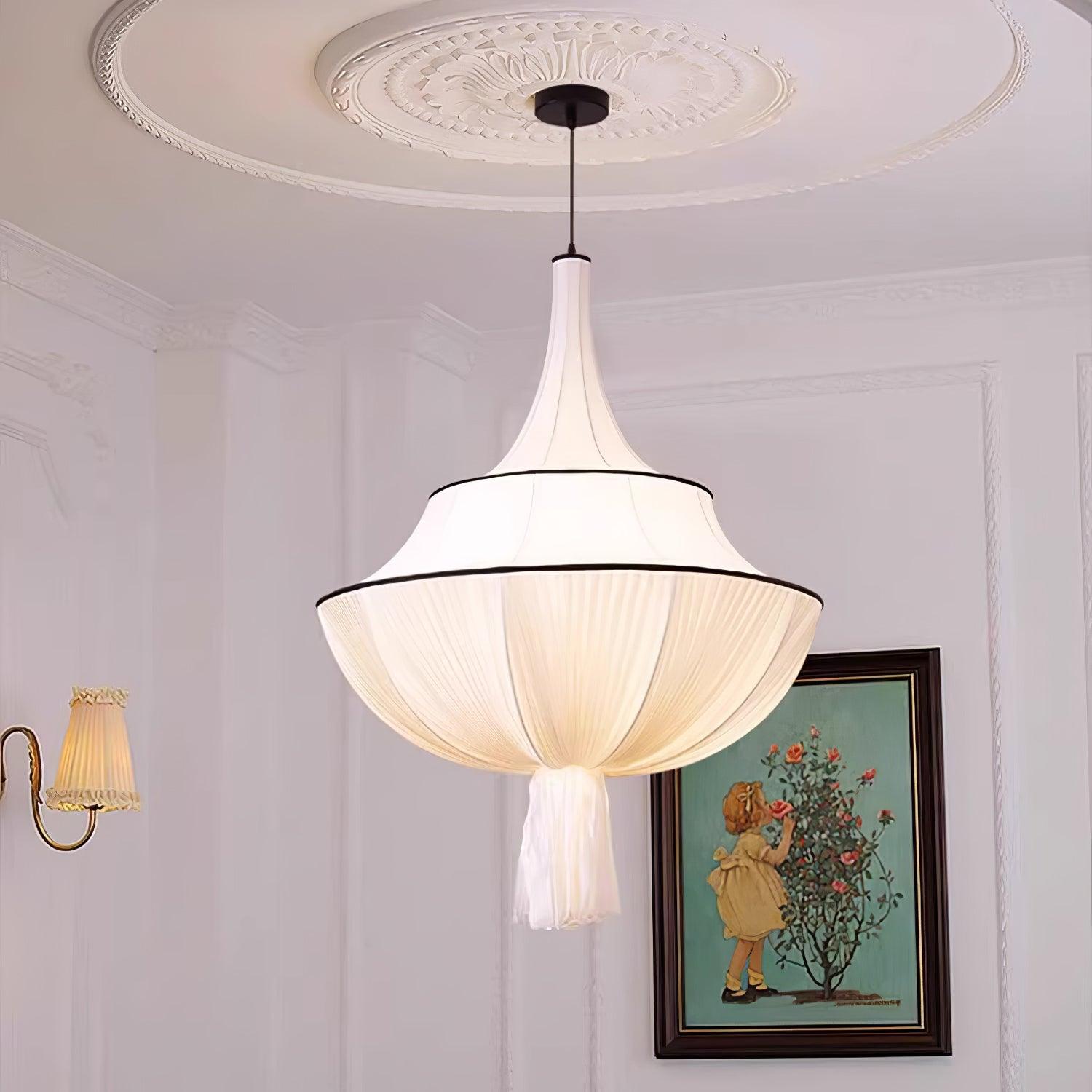Meduse Pendant Lamp Pleated Fabric Tiered - Letslighting