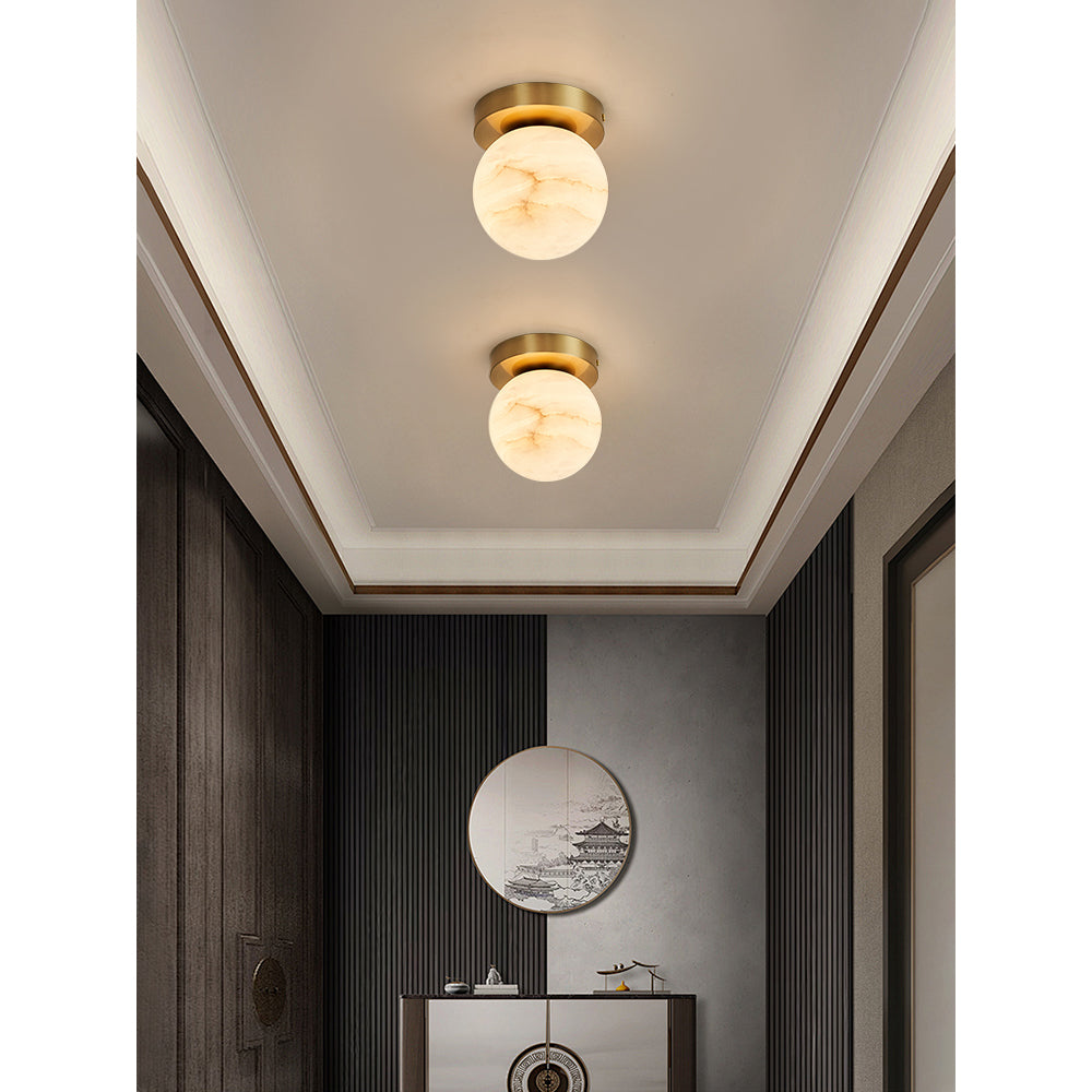 Cedoria Modern Minimalist Alabaster Ceiling Light - Lamp Copper