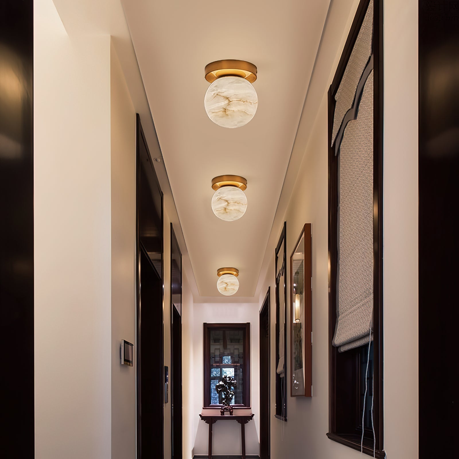 Cedoria Modern Minimalist Alabaster Ceiling Light - Lamp Copper