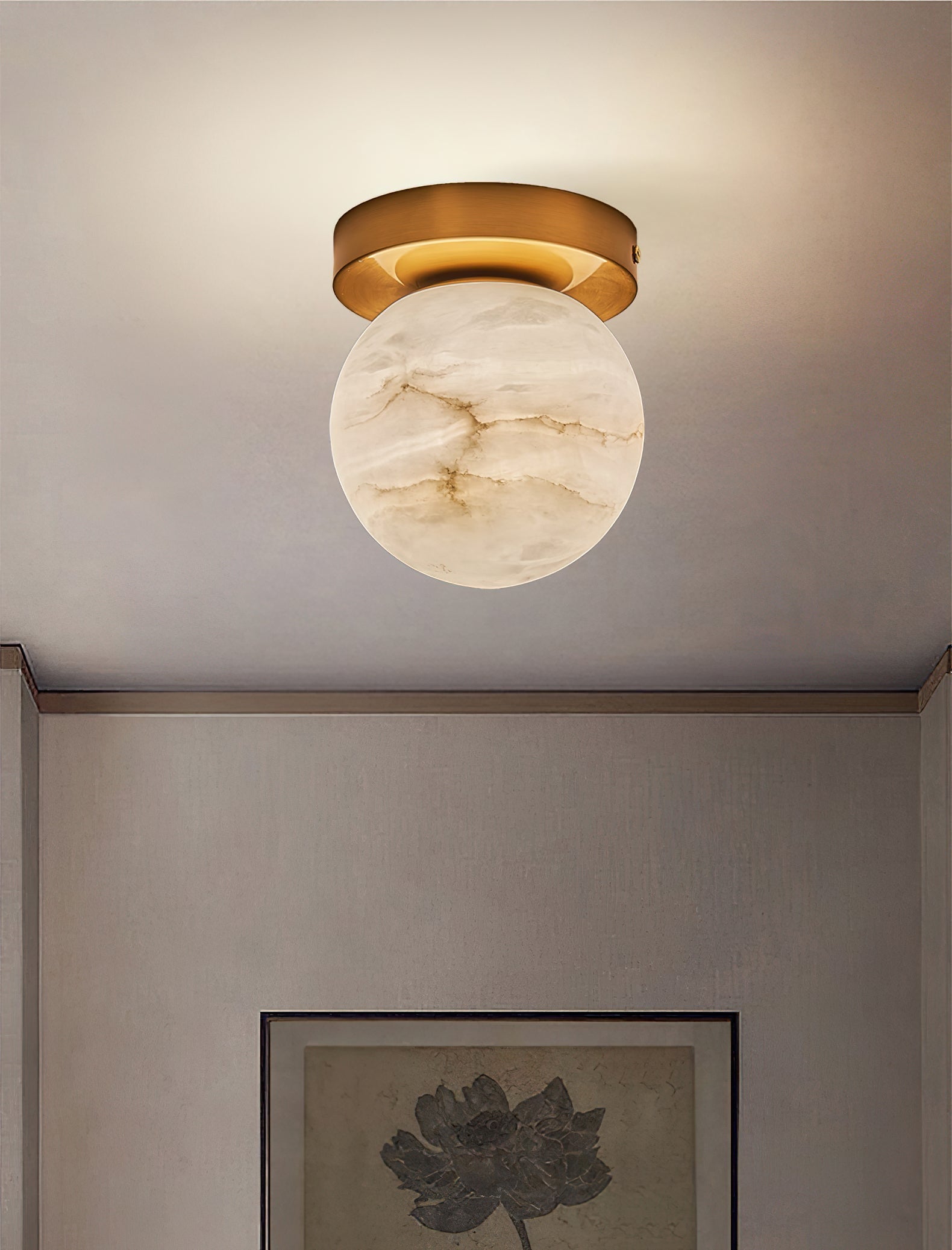Cedoria Modern Minimalist Alabaster Ceiling Light - Lamp Copper