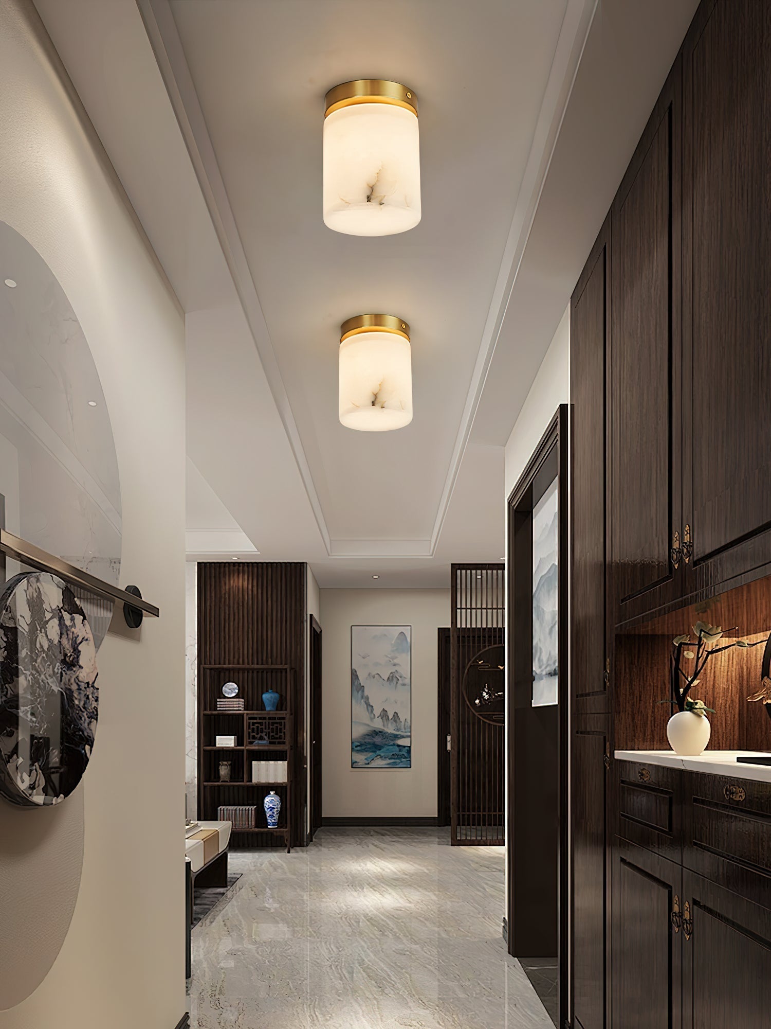 Cedoria Modern Minimalist Alabaster Ceiling Light - Lamp Copper