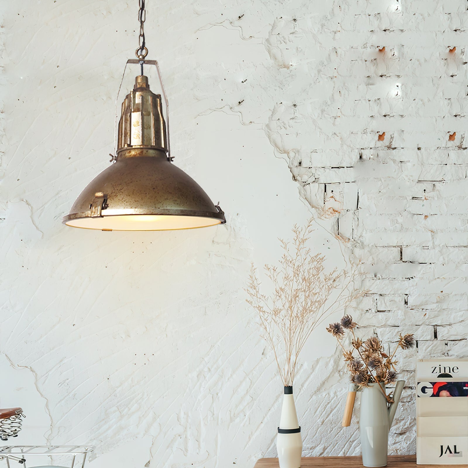 Coshae Vintage Industrial Metal Glass Pendant Light - Lamp Copper