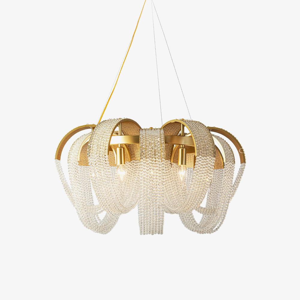 Lustra Chandelier Maille Cristal Doré Cascade Scintillante - Neutralighting