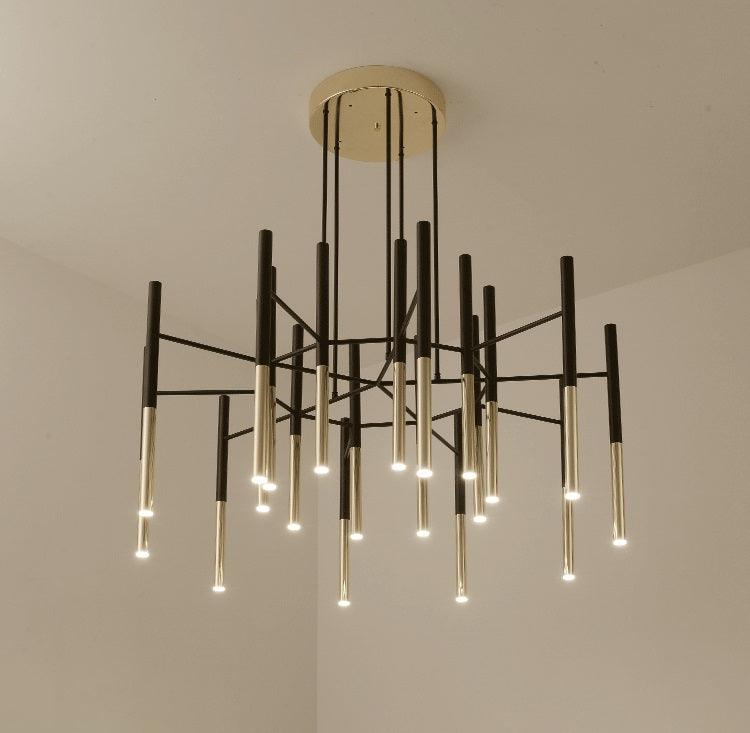 Solara Lustre Moderne Tiges Noir Or - Neutralighting