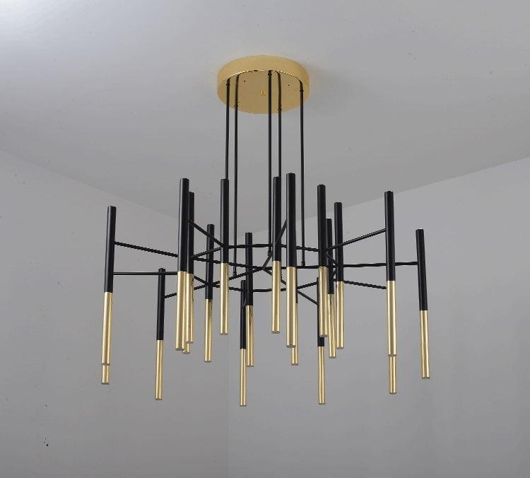 Solara Lustre Moderne Tiges Noir Or - Neutralighting
