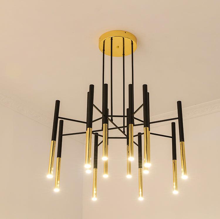 Solara Lustre Moderne Tiges Noir Or - Neutralighting