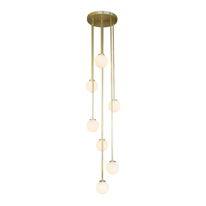 Nyrinis Modern Minimalist Cluster Brass Glass Chandelier - Lamp Copper