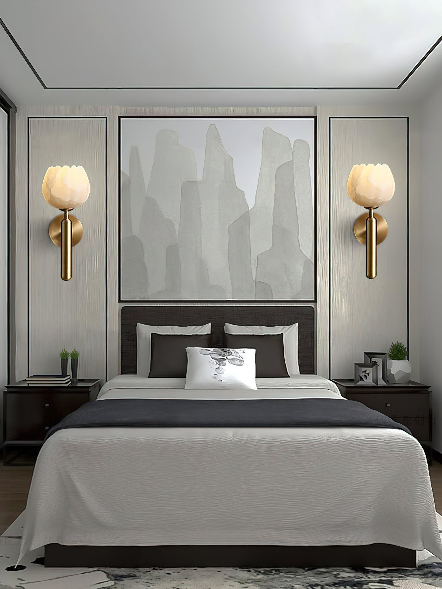 Orlaeila Modern Minimalist Brass Alabaster Wall Lamp - Lamp Copper
