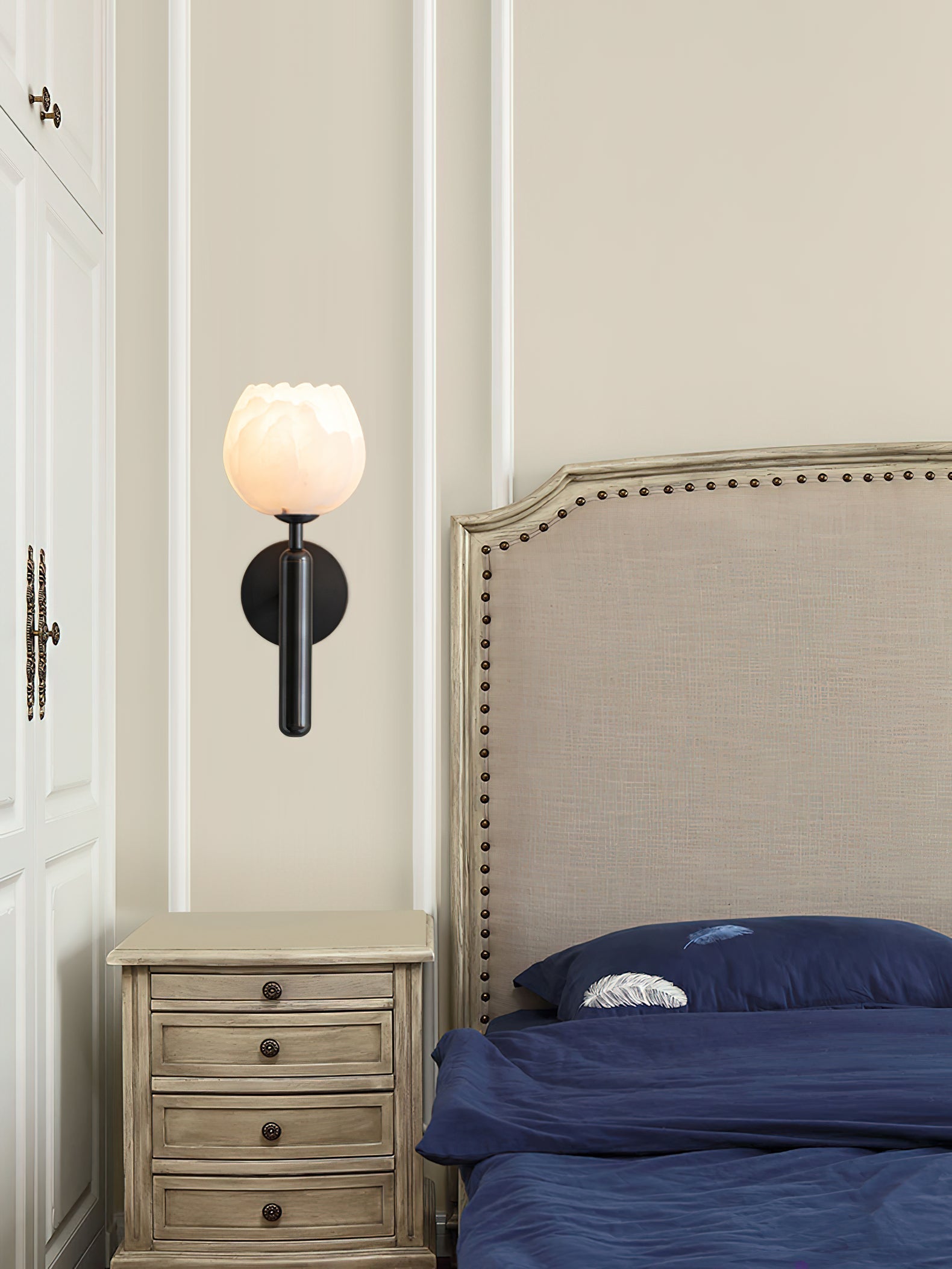 Orlaeila Modern Minimalist Brass Alabaster Wall Lamp - Lamp Copper