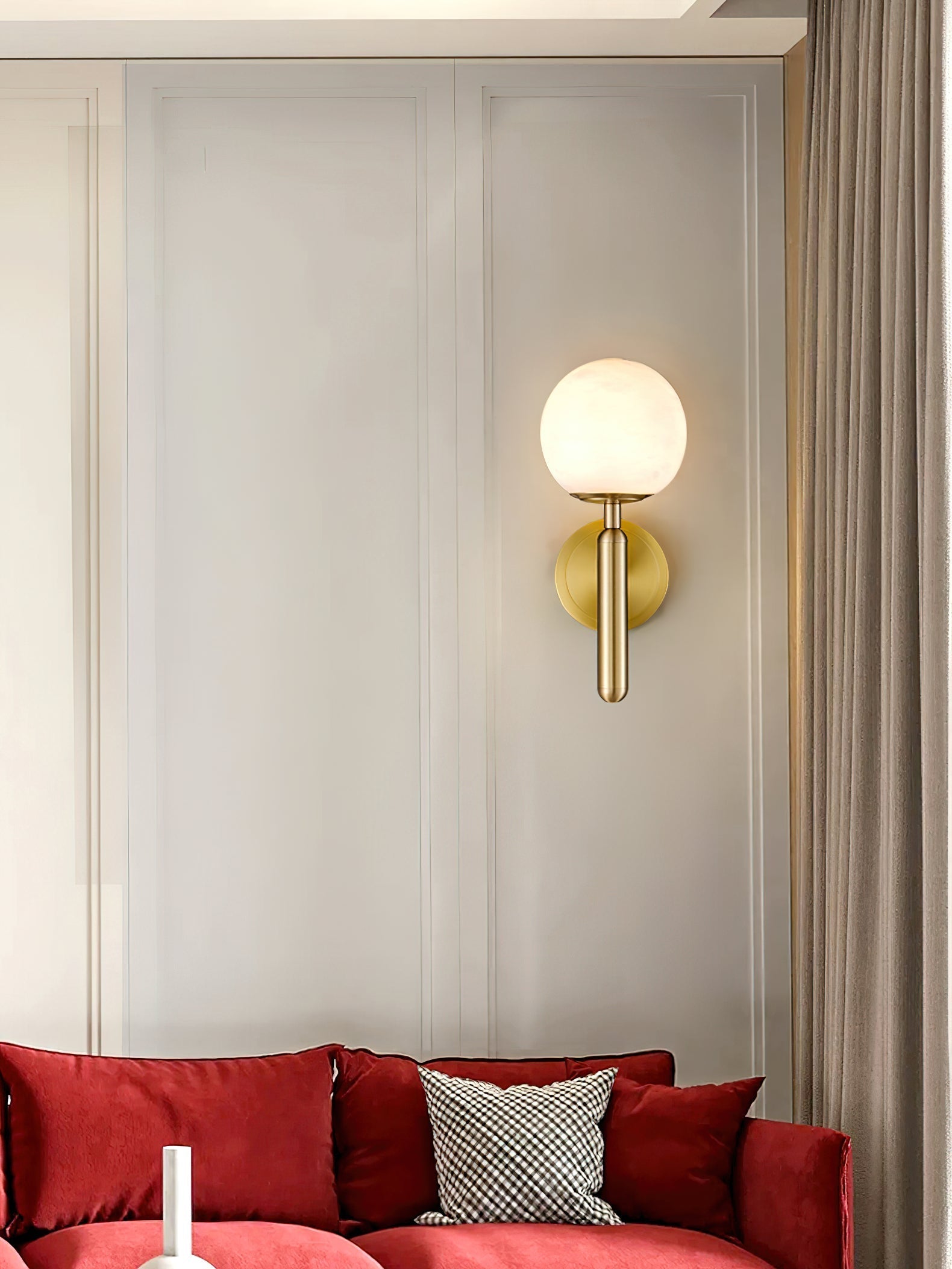 Orlaeila Modern Minimalist Brass Alabaster Wall Lamp - Lamp Copper