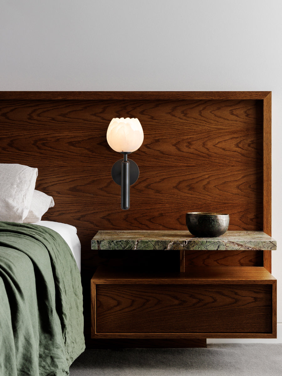 Orlaeila Modern Minimalist Brass Alabaster Wall Lamp - Lamp Copper