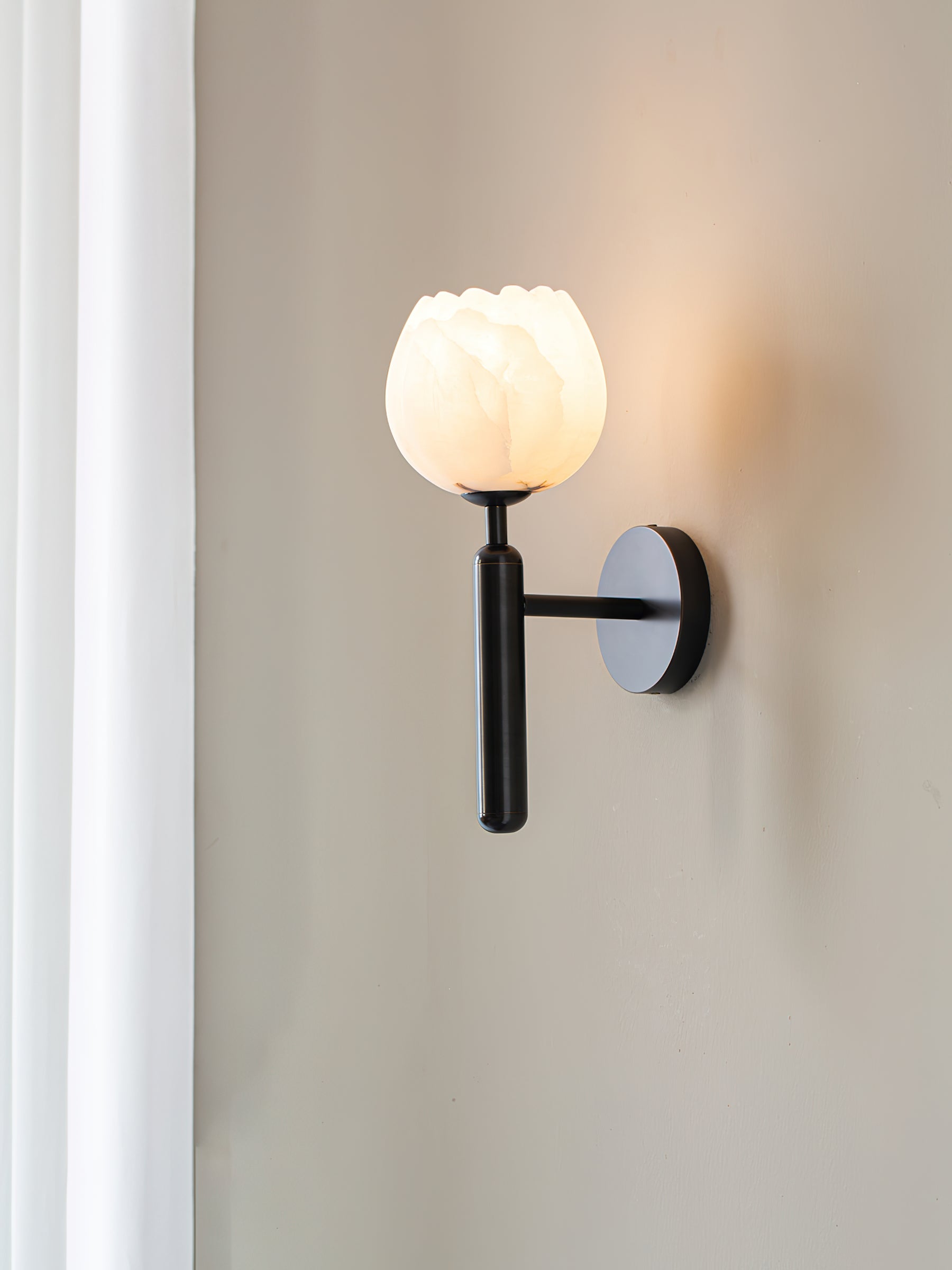 Orlaeila Modern Minimalist Brass Alabaster Wall Lamp - Lamp Copper