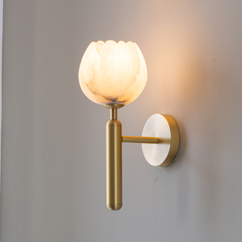 Orlaeila Modern Minimalist Brass Alabaster Wall Lamp - Lamp Copper