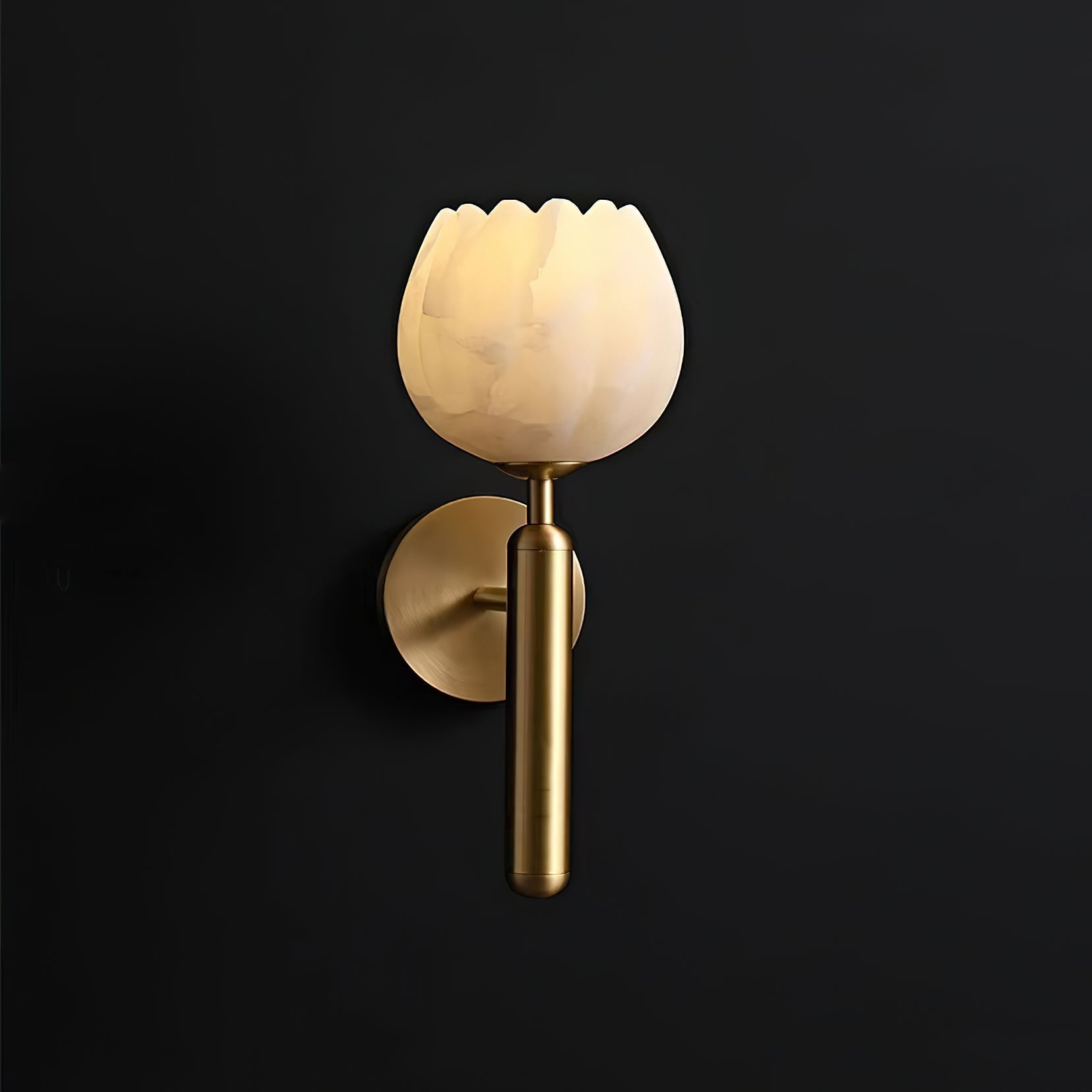 Orlaeila Modern Minimalist Brass Alabaster Wall Lamp - Lamp Copper