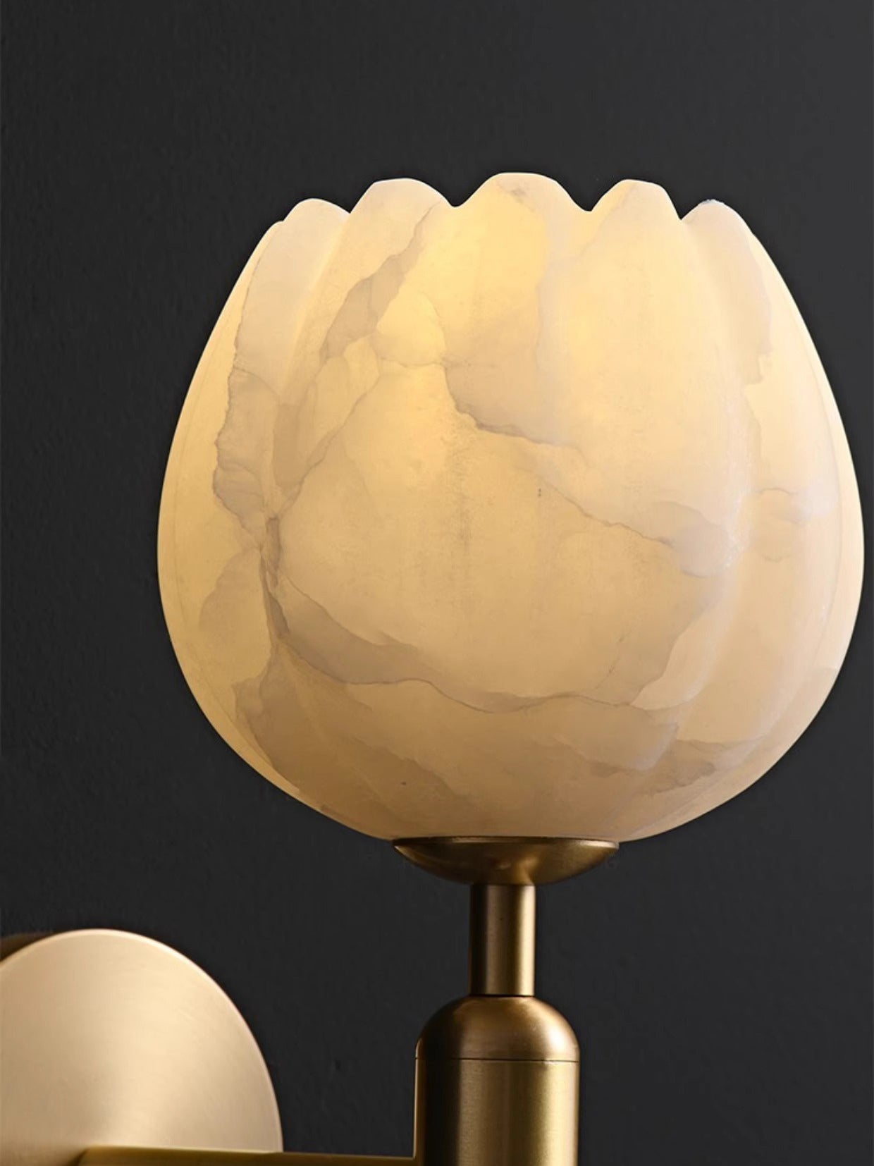 Orlaeila Modern Minimalist Brass Alabaster Wall Lamp - Lamp Copper