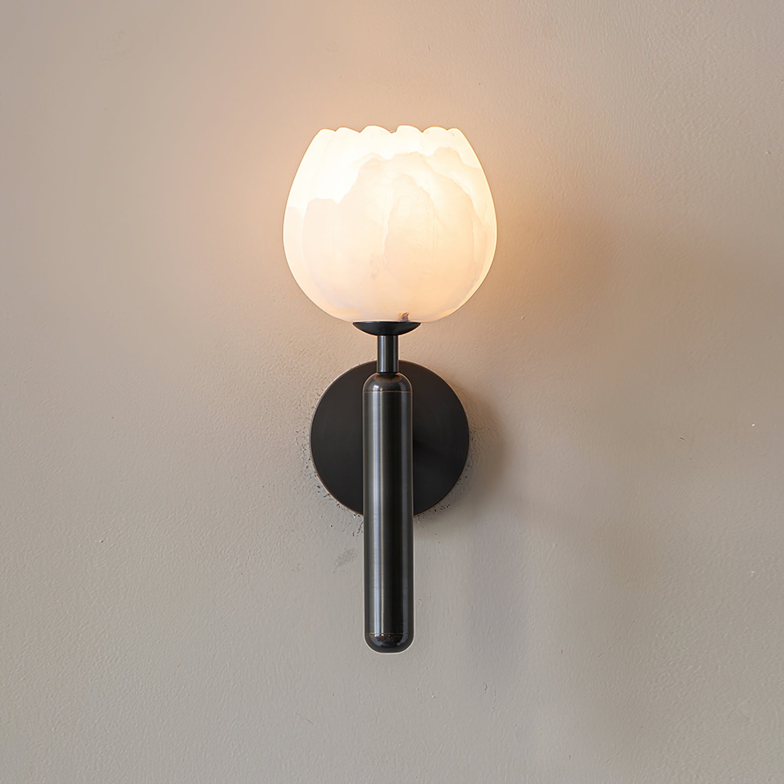 Orlaeila Modern Minimalist Brass Alabaster Wall Lamp - Lamp Copper