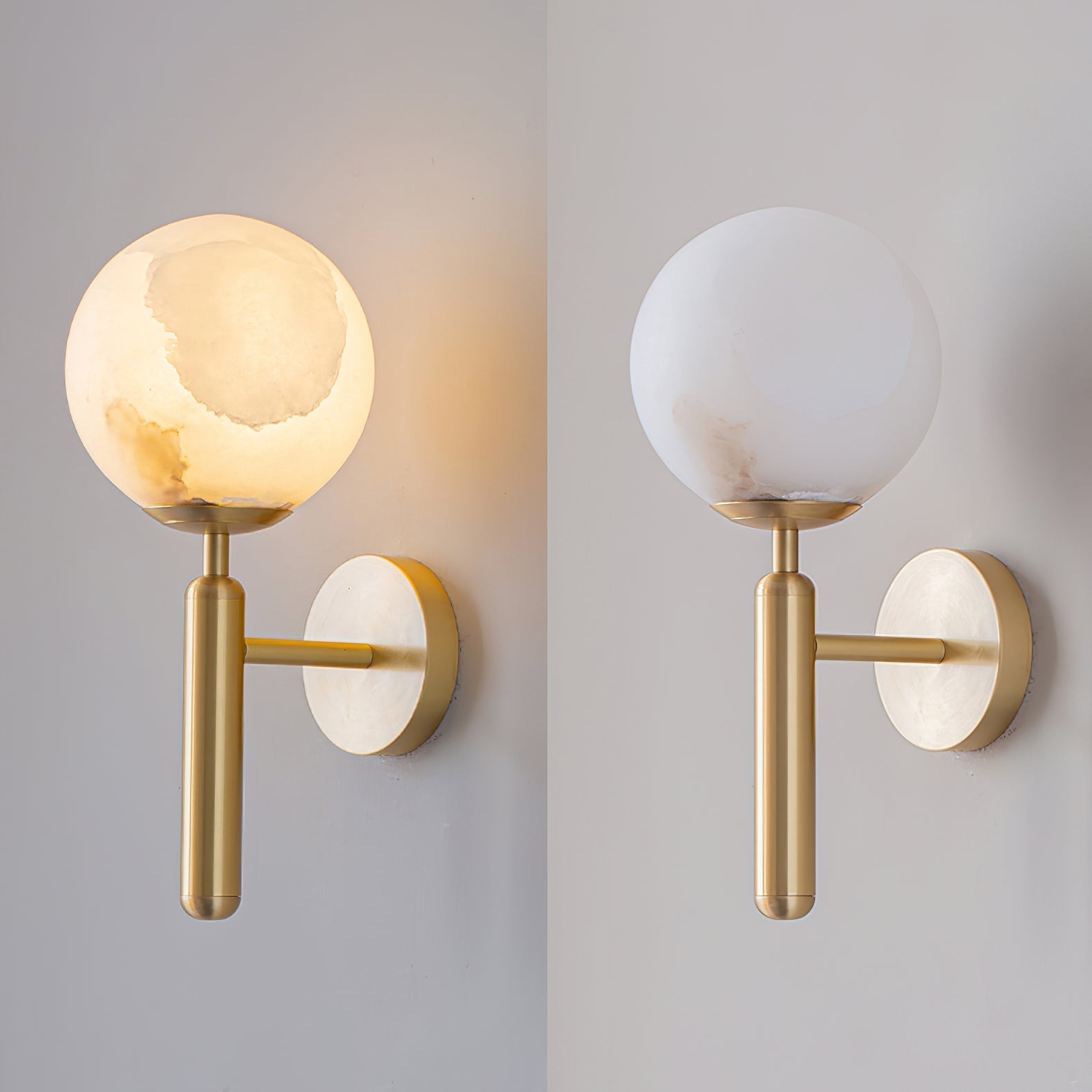 Orlaeila Modern Minimalist Brass Alabaster Wall Lamp - Lamp Copper
