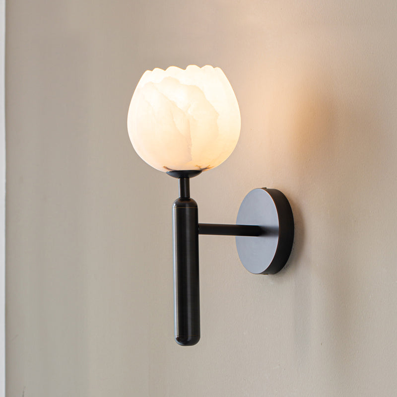 Orlaeila Modern Minimalist Brass Alabaster Wall Lamp - Lamp Copper