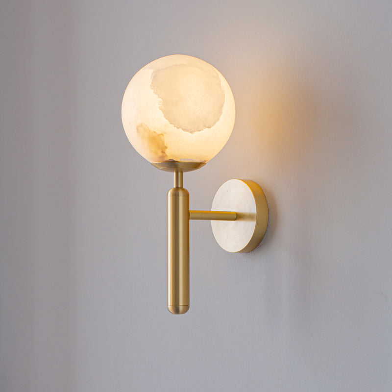 Orlaeila Modern Minimalist Brass Alabaster Wall Lamp - Lamp Copper