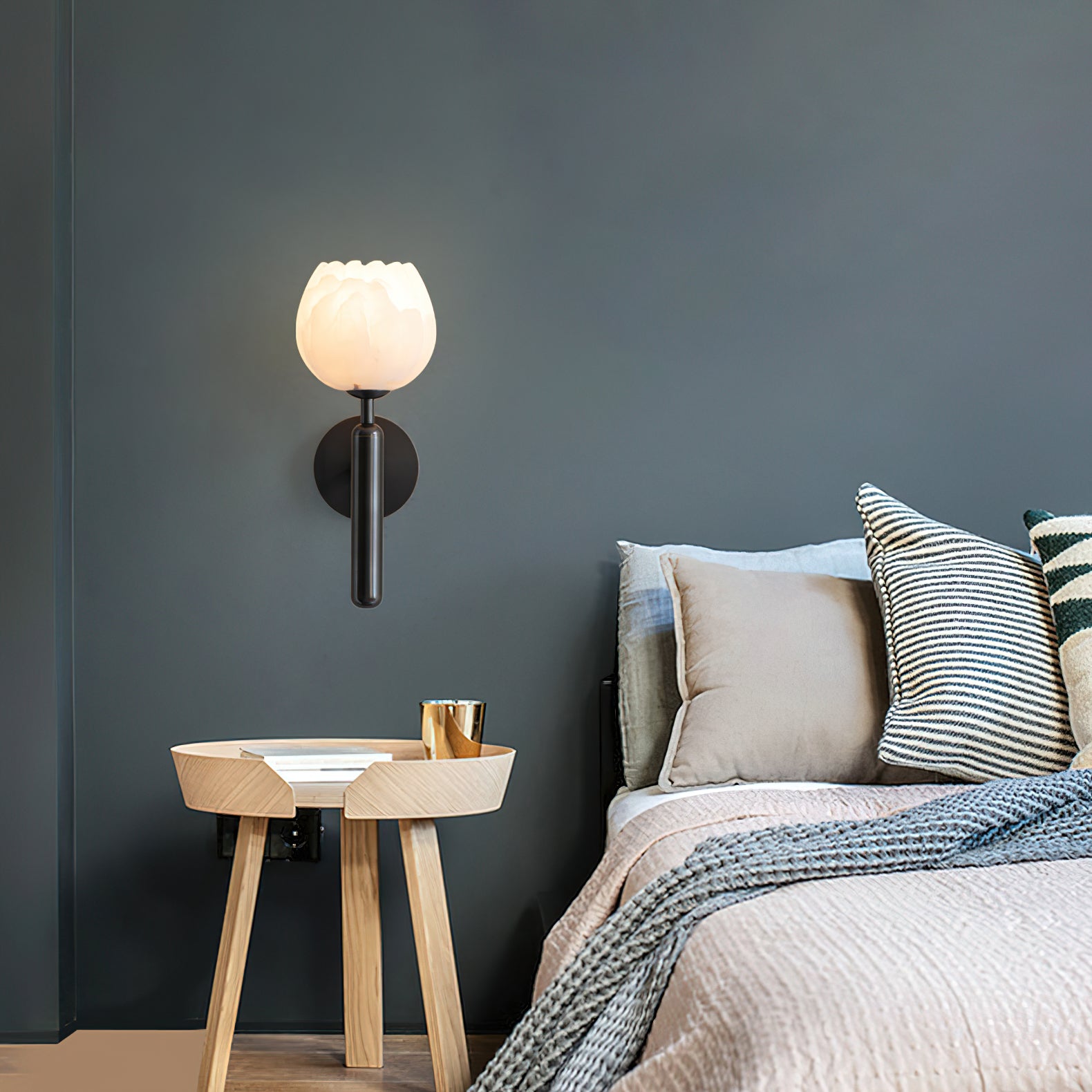 Orlaeila Modern Minimalist Brass Alabaster Wall Lamp - Lamp Copper