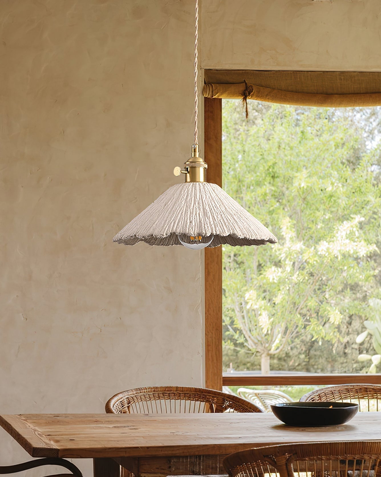 Microcement Lampe suspendue avec abat-jour en tissu réglable - Neutralighting