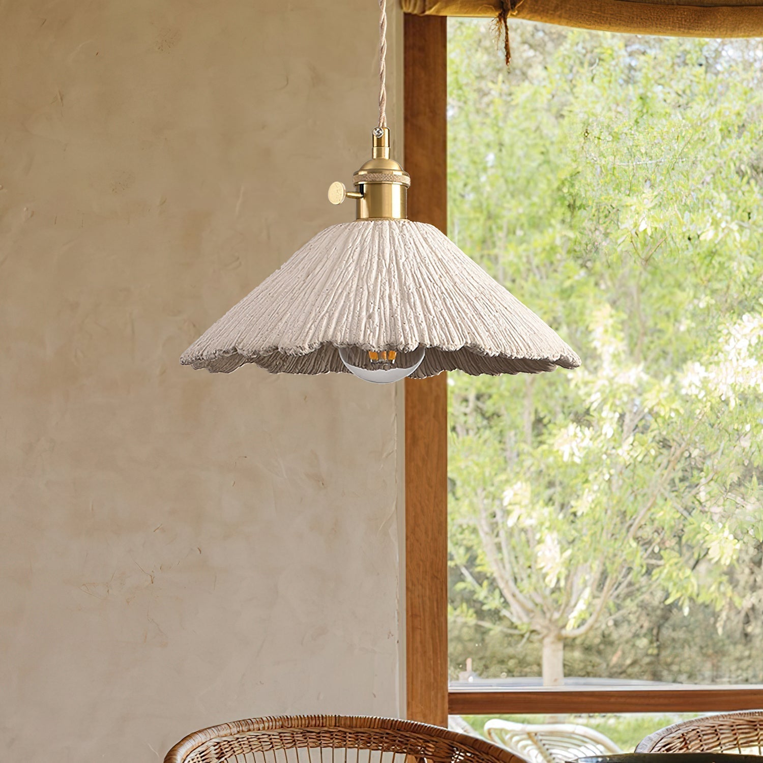 Microcement Lampe suspendue avec abat-jour en tissu réglable - Neutralighting