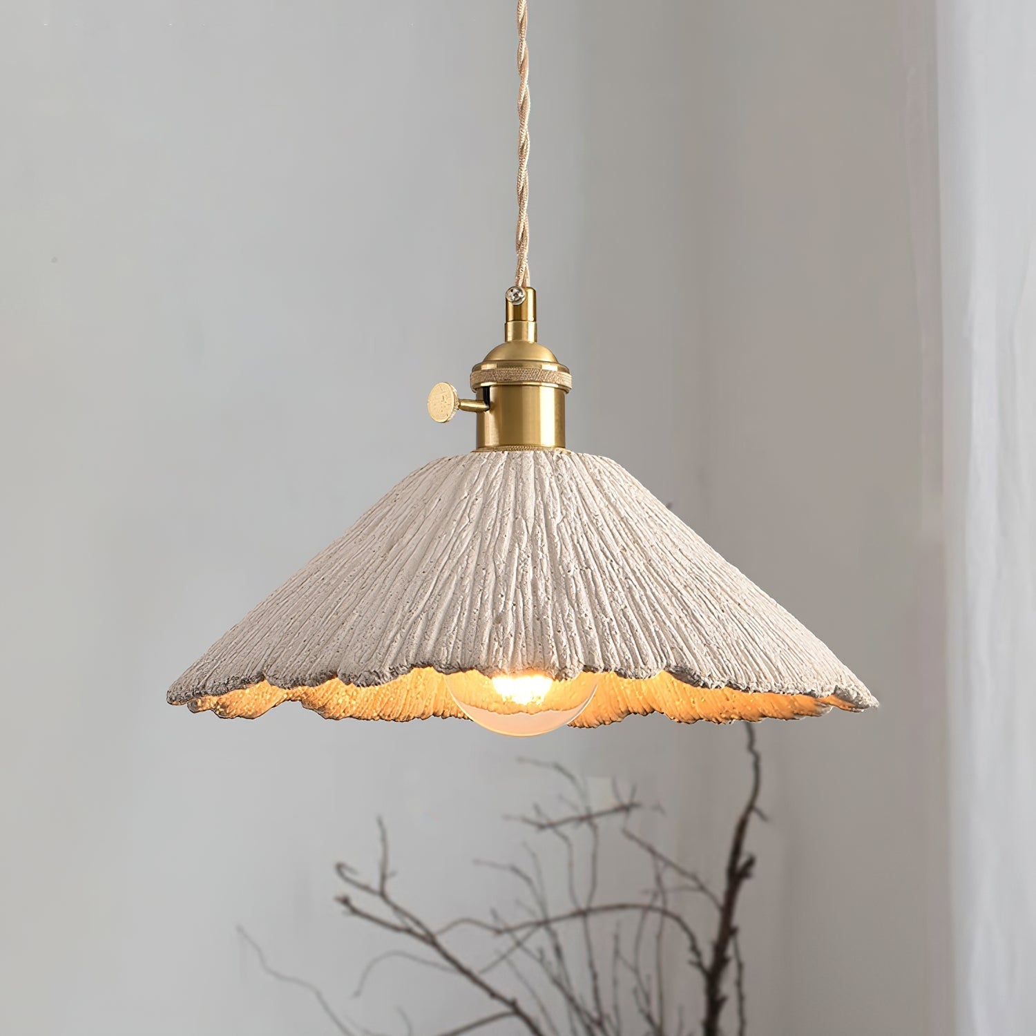 Microcement Lampe suspendue avec abat-jour en tissu réglable - Neutralighting