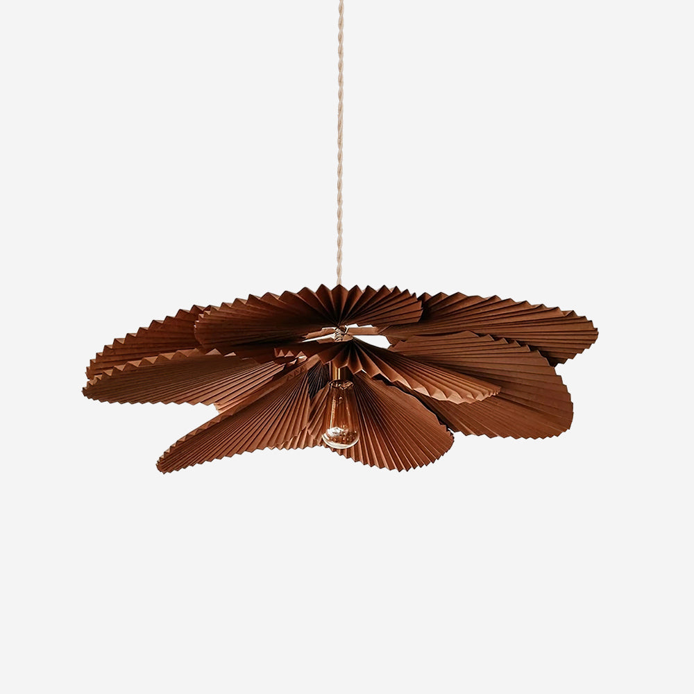 Pendant Lampe Avec Abat-jour Pétale en Papier Kraft Plissé Ambiance Chaleureuse - Neutralighting