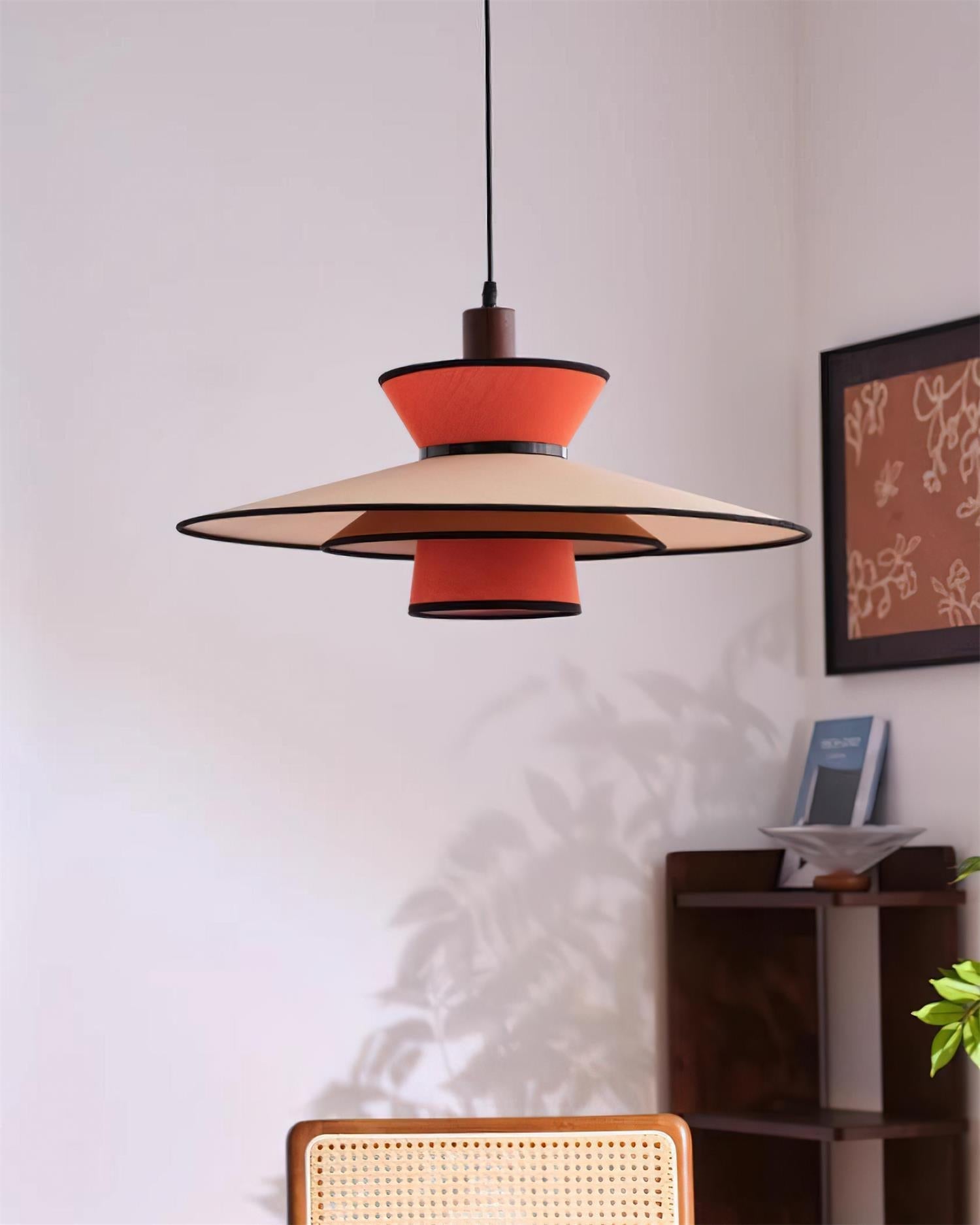 Milano Suspension Lampe Géométrique en Tissu Superposé Rouge - Neutralighting