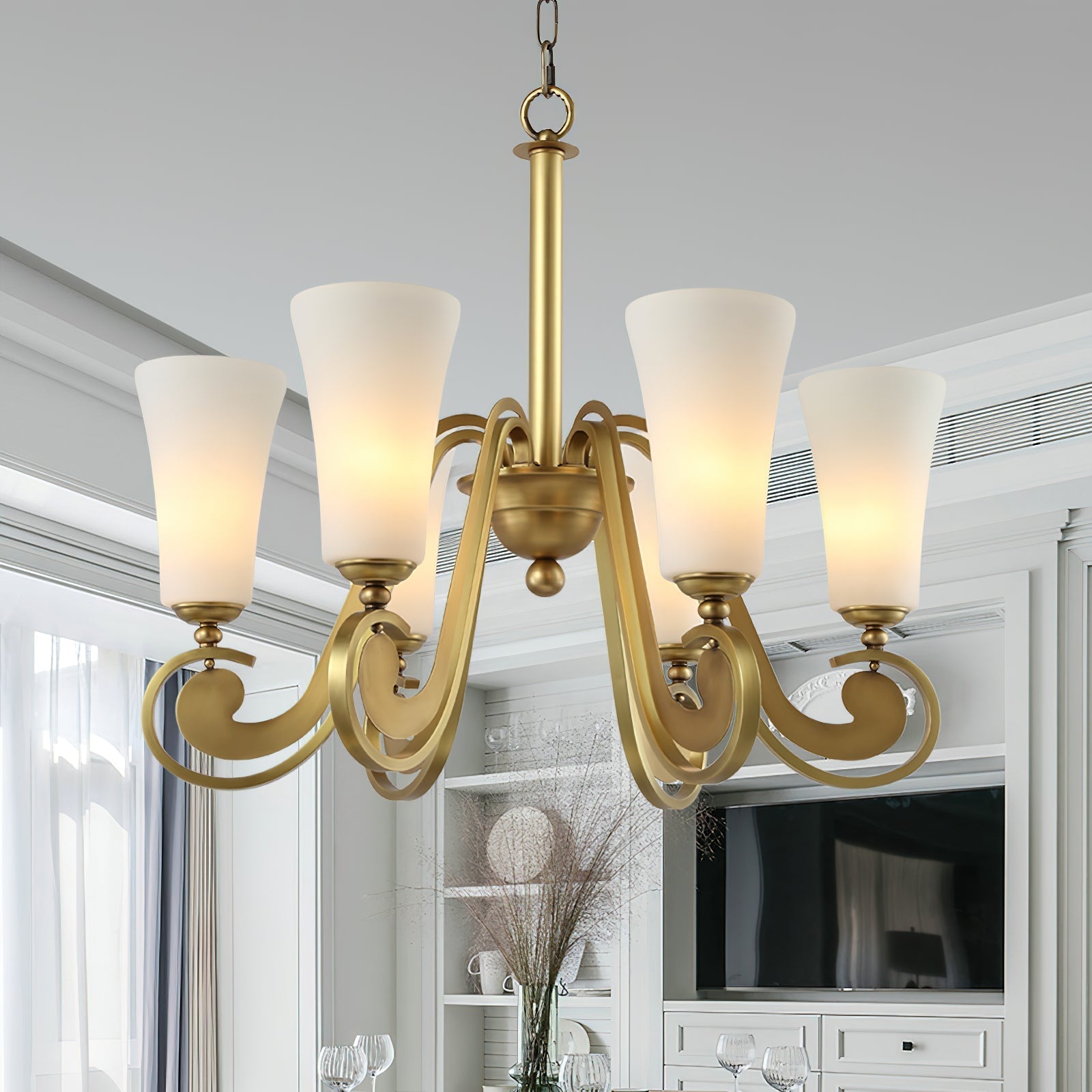 Ilsolen Postmodern Luxury Brass Glass Chandelier - Lamp Copper