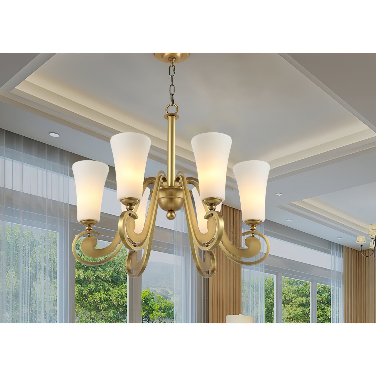 Ilsolen Postmodern Luxury Brass Glass Chandelier - Lamp Copper