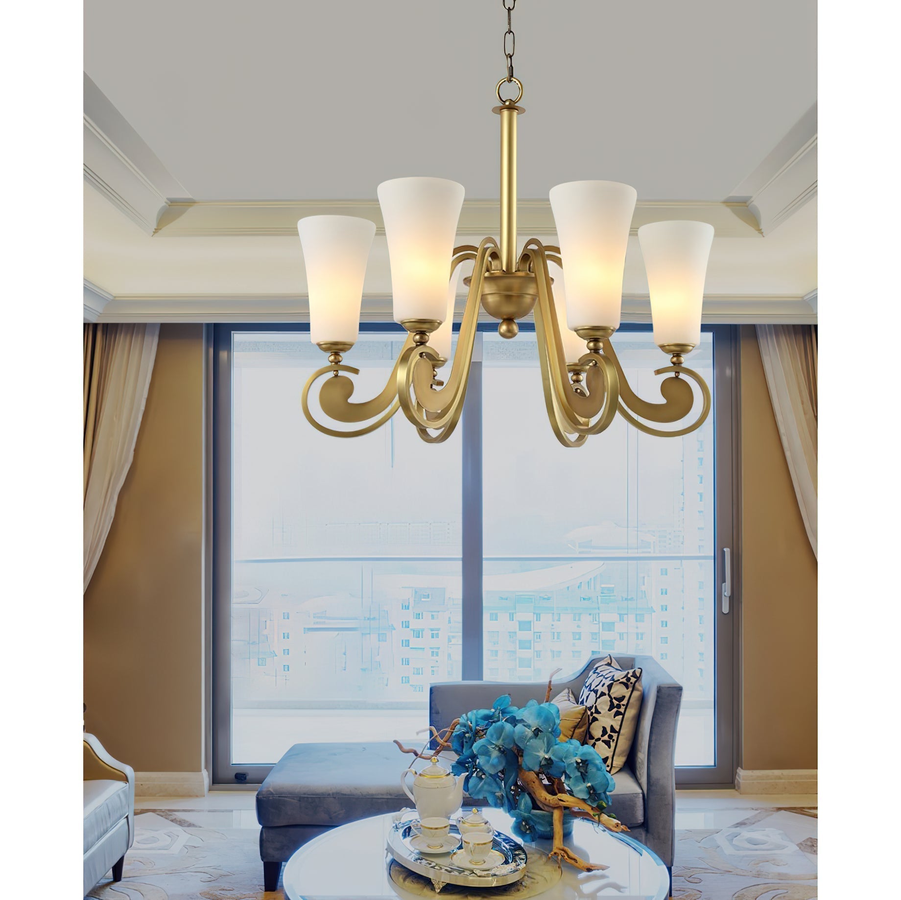 Ilsolen Postmodern Luxury Brass Glass Chandelier - Lamp Copper