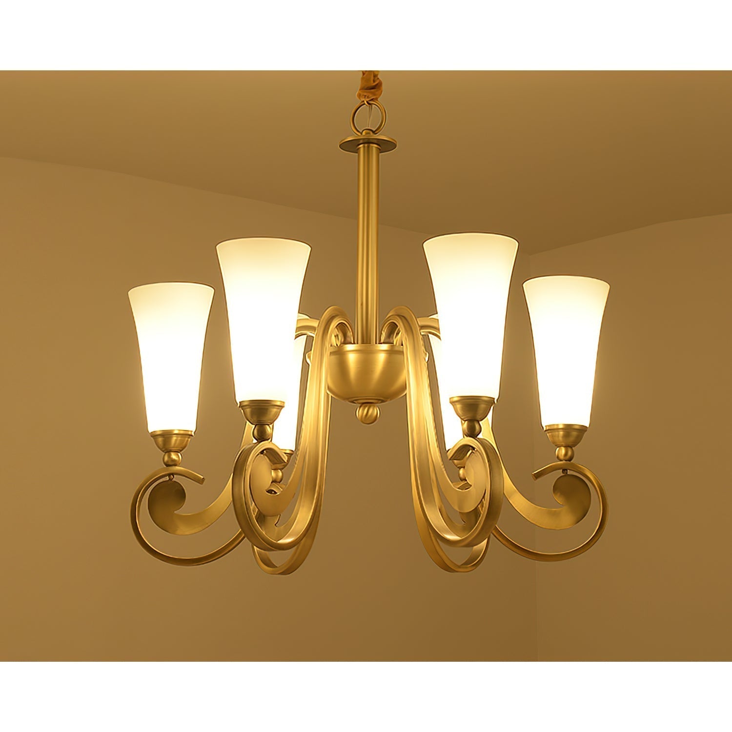 Ilsolen Postmodern Luxury Brass Glass Chandelier - Lamp Copper