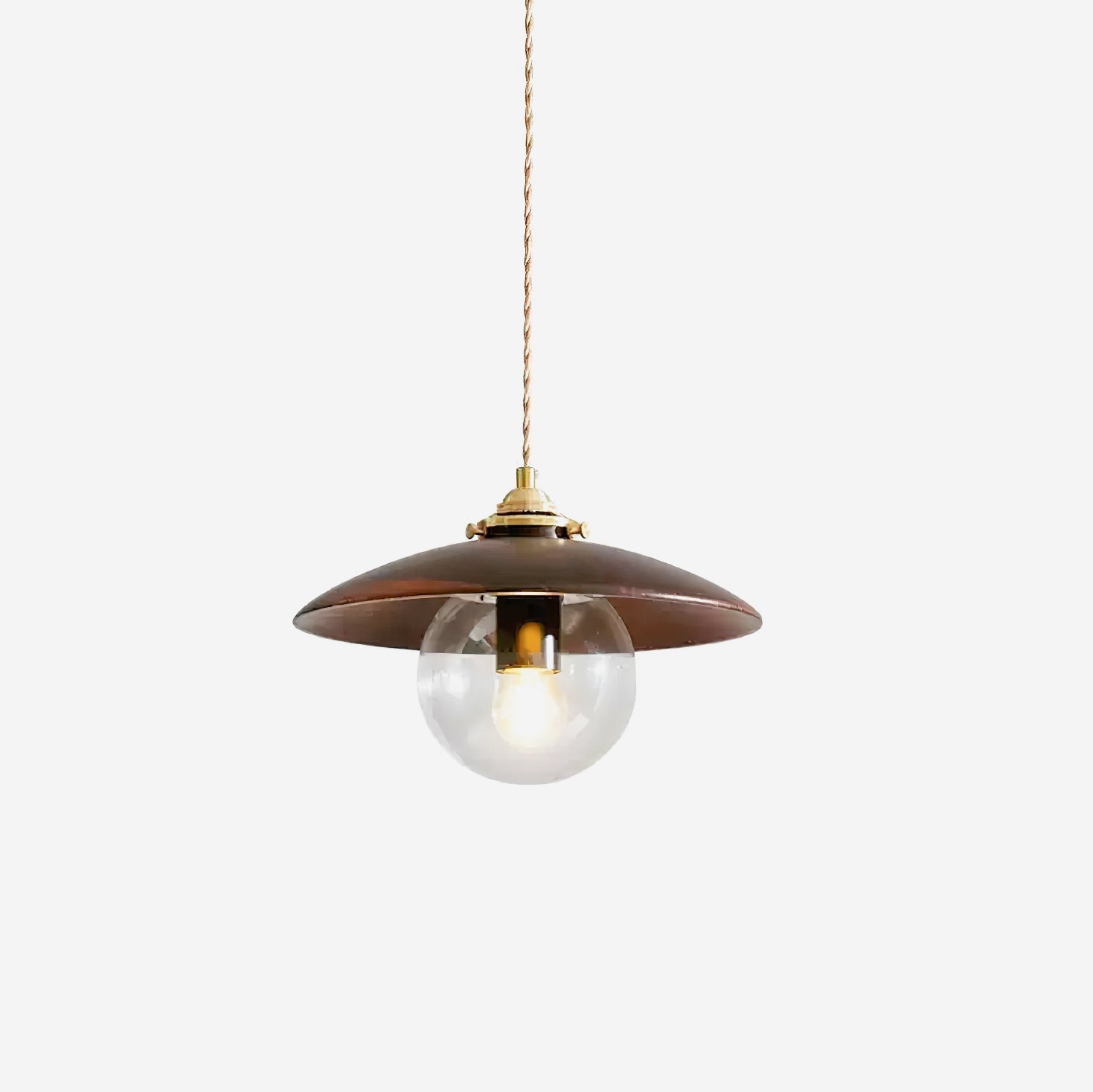 Pendant Light with Disc Shade and Glass Globe Industrial - Letslighting