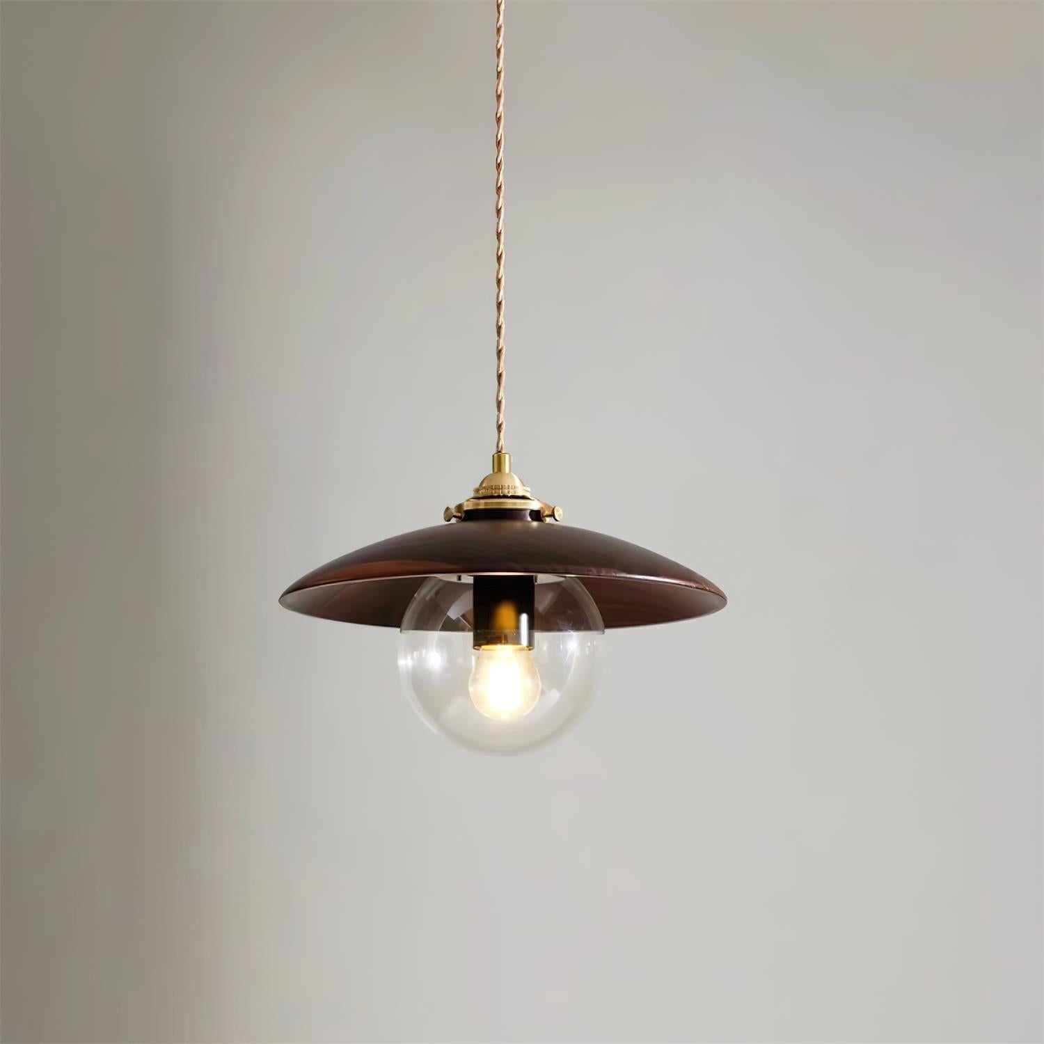 Pendant Light with Disc Shade and Glass Globe Industrial - Letslighting