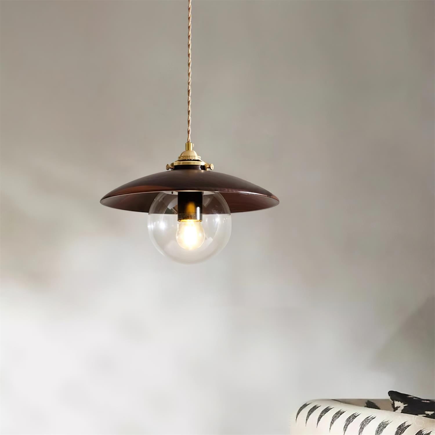 Pendant Light with Disc Shade and Glass Globe Industrial - Letslighting